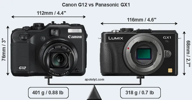 Size Canon G12 vs Panasonic GX1