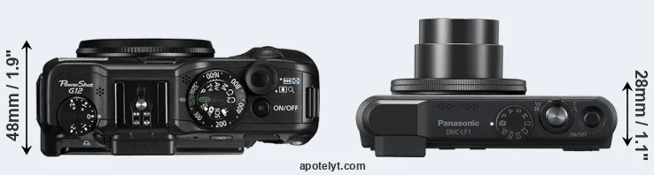 Compare G12 versus LF1 top