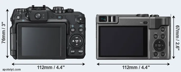 Comparison G12 or TZ90 rear