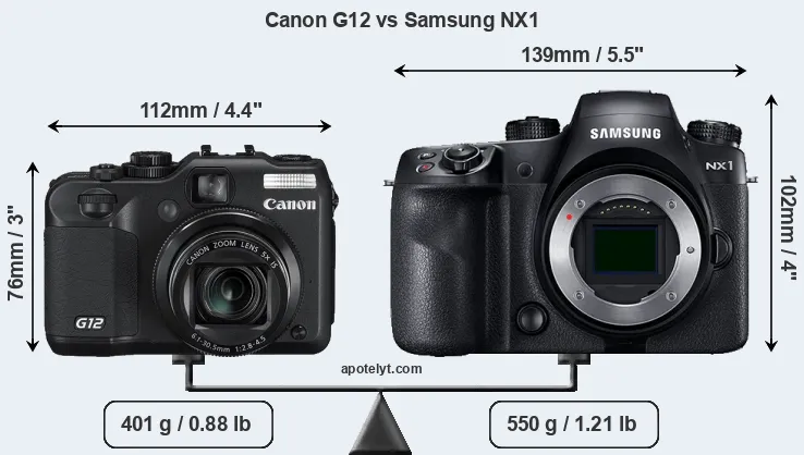Size Canon G12 vs Samsung NX1