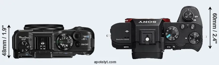 Compare G12 versus A7 II top