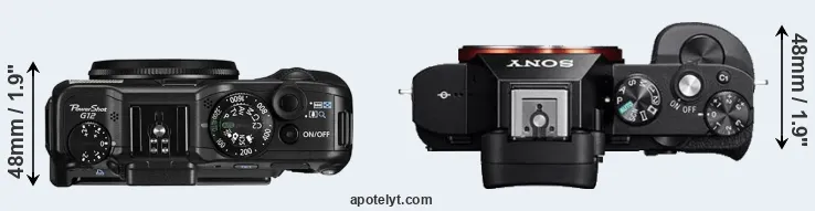 Compare G12 versus A7R top