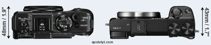 Compare G12 versus NEX-7 top