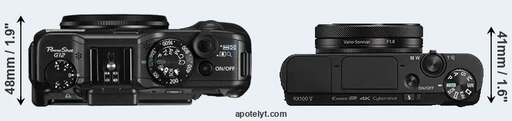 Compare G12 versus RX100 V top