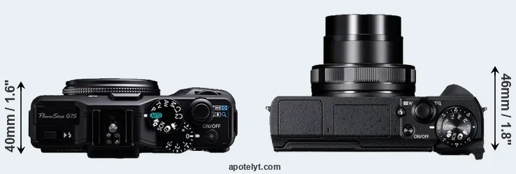 Compare G15 versus G5X Mark II top