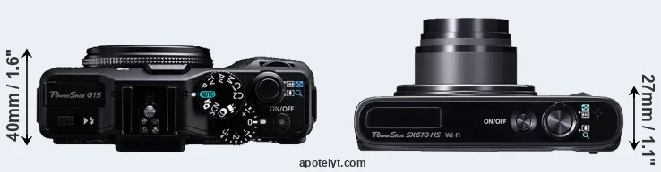 Compare G15 versus SX610 top