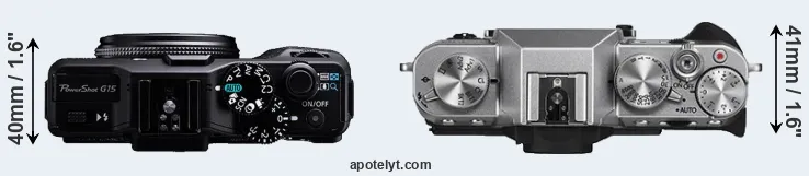 Compare G15 versus X-T10 top
