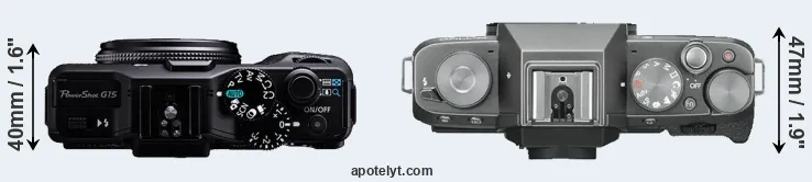 Compare G15 versus X-T100 top
