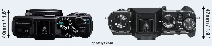 Compare G15 versus X-T30 top