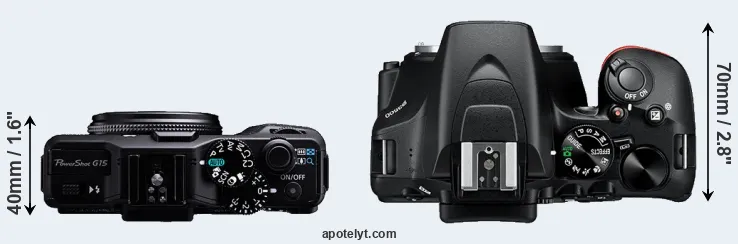 Compare G15 versus D3500 top