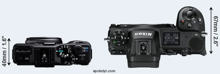 Compare G15 versus Z6 top