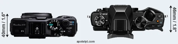 Compare G15 versus E-M10 top