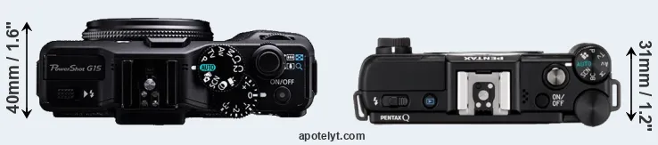Compare G15 versus Pentax Q top