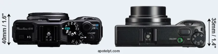 Compare G15 versus GR IIIx top
