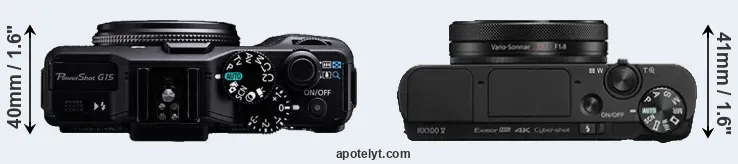 Compare G15 versus RX100 V top