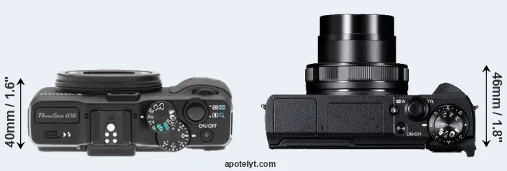 Compare G16 versus G5X Mark II top