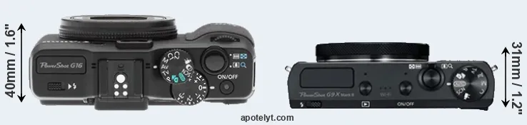 Compare G16 versus G9X Mark II top