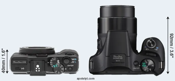 Compare G16 versus SX540 top