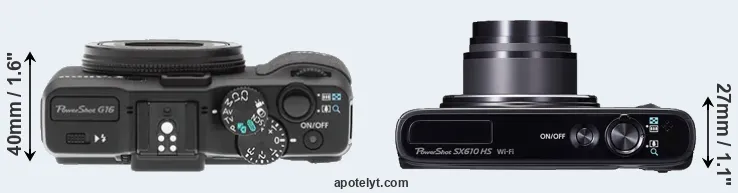 Compare G16 versus SX610 top