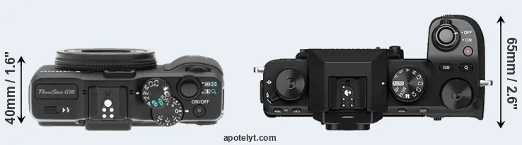 Compare G16 versus X-S10 top