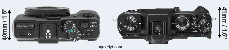 Compare G16 versus X-T20 top