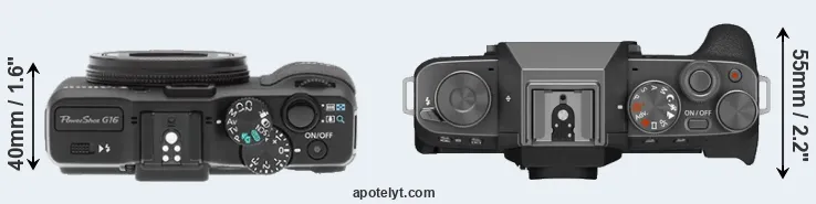 Compare G16 versus X-T200 top