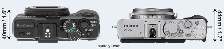 Compare G16 versus X70 top