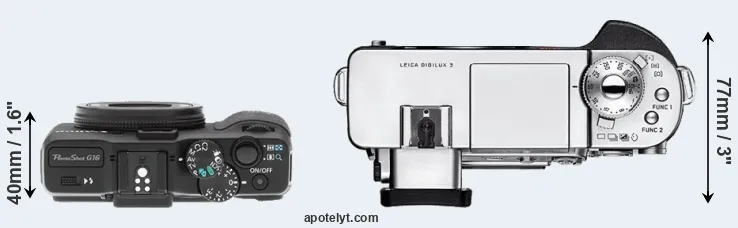 Compare G16 versus Digilux 3 top