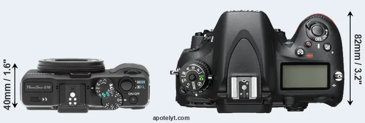 Compare G16 versus D600 top