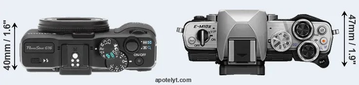 Compare G16 versus E-M10 II top