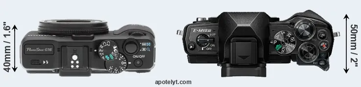 Compare G16 versus E-M10 III top