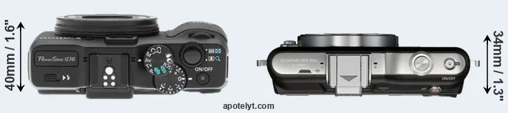 Compare G16 versus E-PM1 top