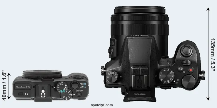 Compare G16 versus FZ2000 top