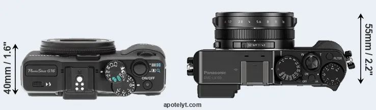 Compare G16 versus LX100 top