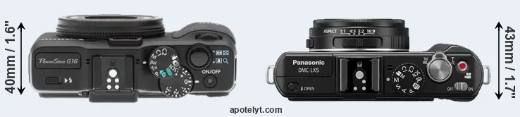 Compare G16 versus LX5 top