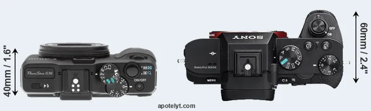Compare G16 versus A7 II top