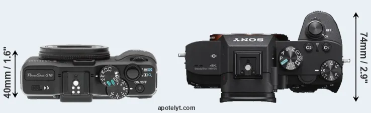 Compare G16 versus A7 III top