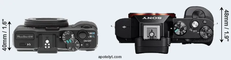 Compare G16 versus A7R top