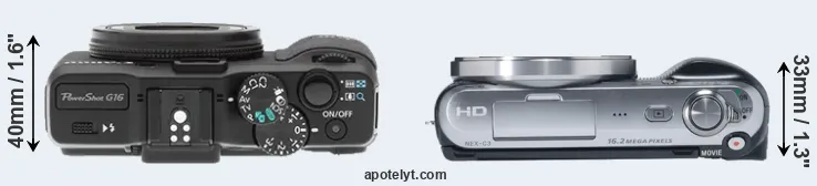 Compare G16 versus NEX-C3 top