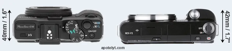 Compare G16 versus NEX-F3 top