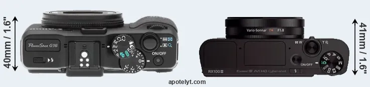 Compare G16 versus RX100 III top
