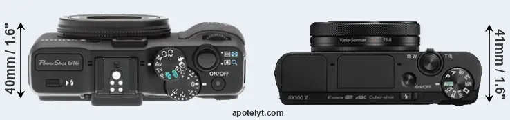Compare G16 versus RX100 V top