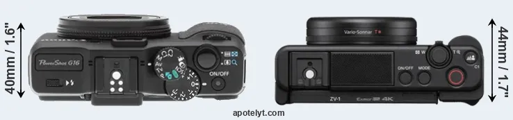 Compare G16 versus ZV-1 top