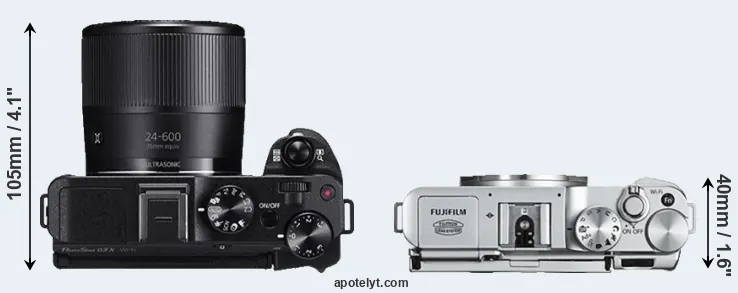 Compare G3X versus X-A2 top