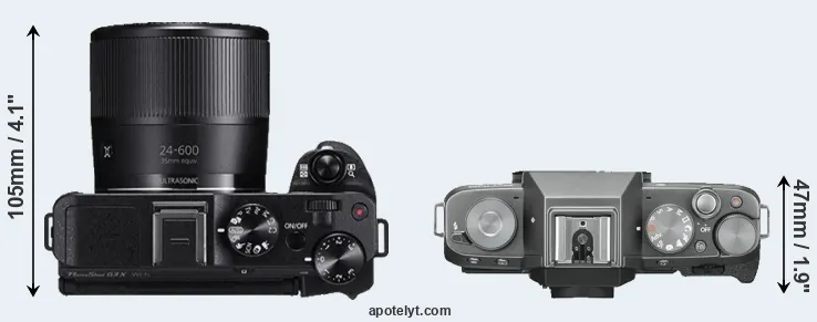 Compare G3X versus X-T100 top