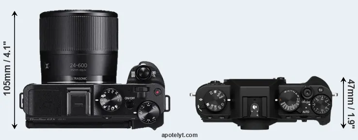 Compare G3X versus X-T30 II top