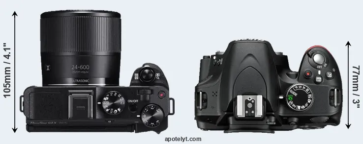 Compare G3X versus D3200 top