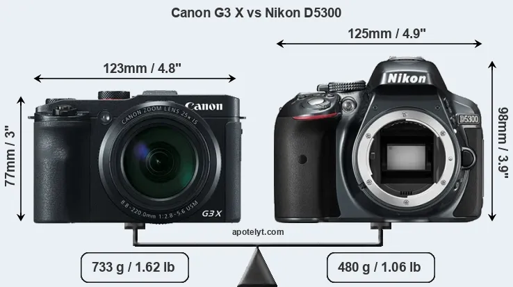 Size Canon G3 X vs Nikon D5300