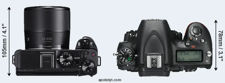 Compare G3X versus D750 top