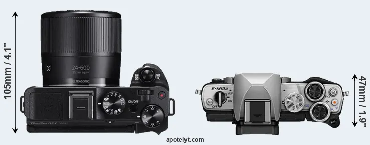 Compare G3X versus E-M10 II top